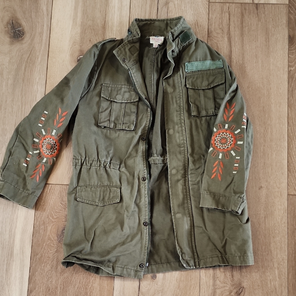 Hayden Green Military Jacket with Embroidered Details